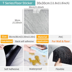20pcs PVC Marble Floor Stickers Self Adhesive Waterproof Bathroom