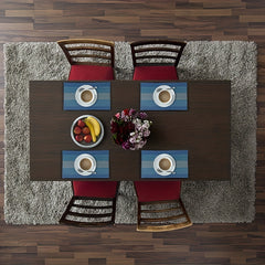 4pcs Dark Vinyl Striped Placemat for Dining Table Decor
