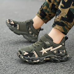 Boy's Camo Military Style Sneakers Comfy Soft Sole Shoes