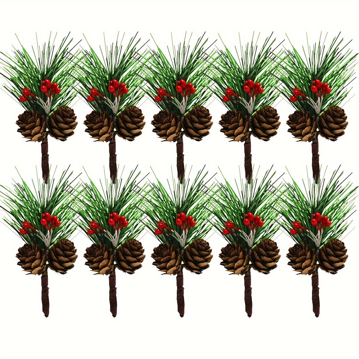10pcs Artificial Pine for Christmas Floral Arrangements, Wreaths & Decor