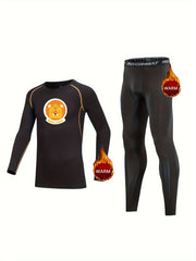 2pcs Kids Compression Fleece Sets Crew Neck Pullover & Matching Pants