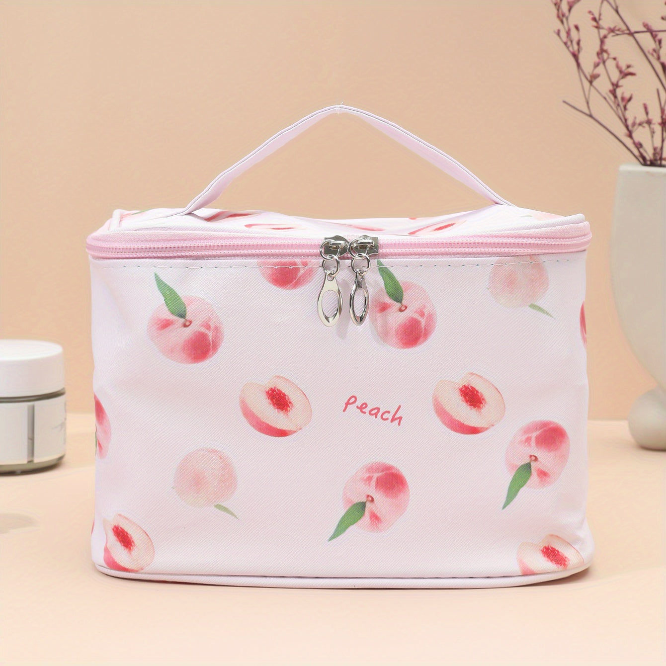 Fruit Pattern Makeup Zipper Bag Lightweight Cosmetic Satchel