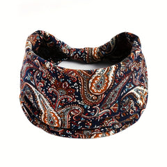 Boho Style Wide Brim Headband Paisley Pattern Sports Sweatband