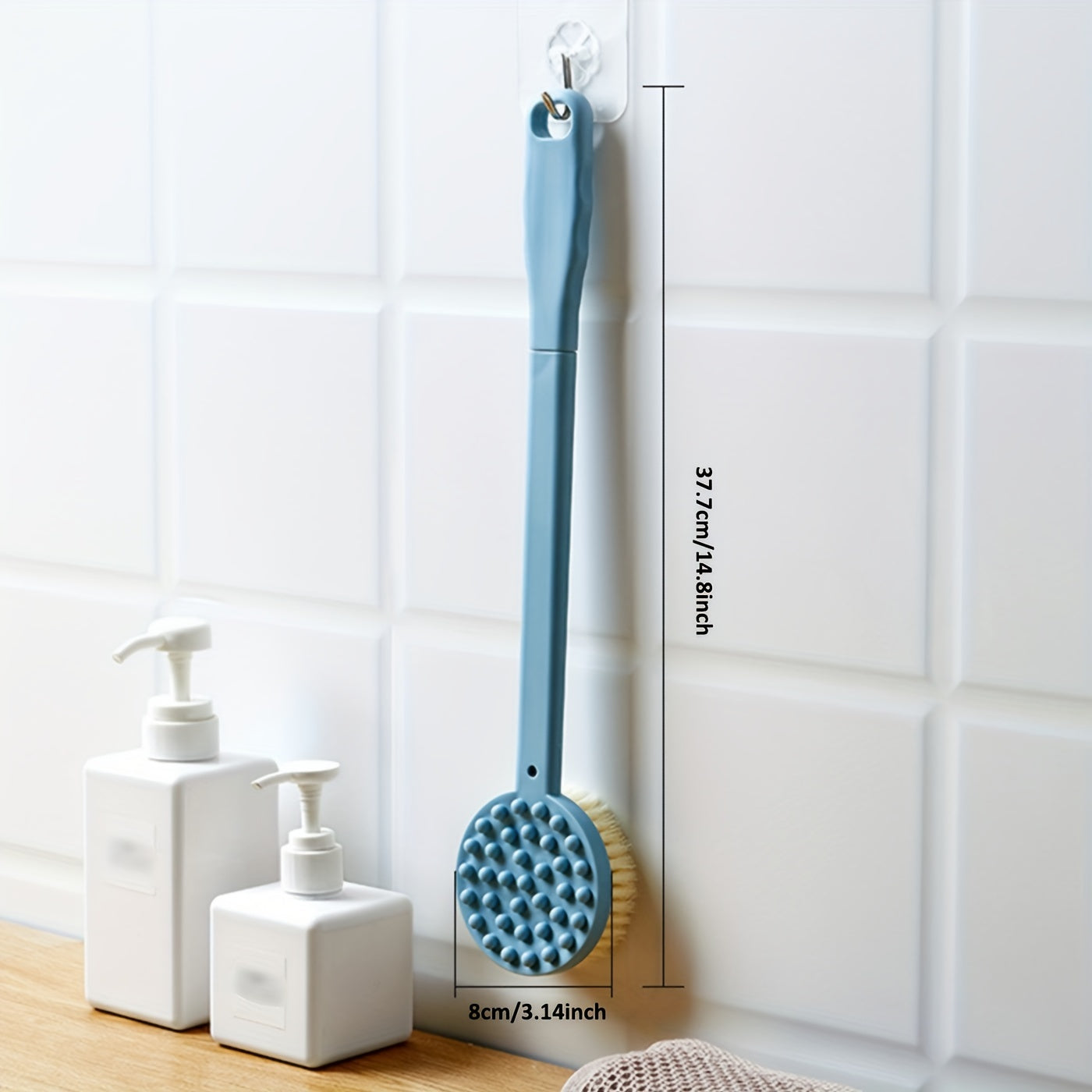Long Handle Shower Brush Silicone Back Scrubber