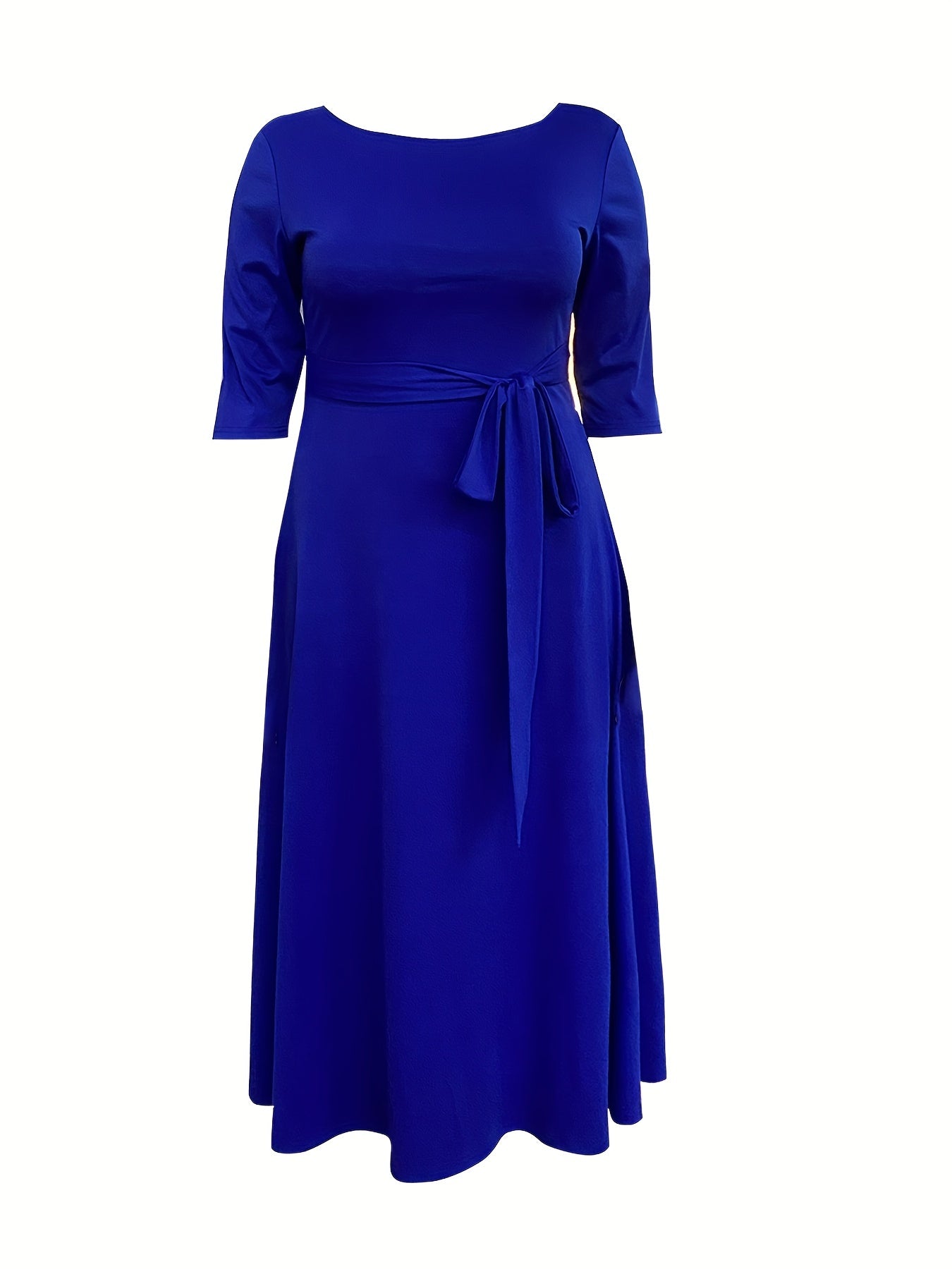  Women's Solid Half Sleeve Round Neck Dress