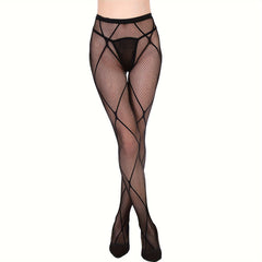 2 Pack Cross Pattern Fishnet Tights High Waist Pantyhose Stockings
