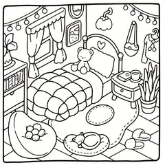 Relaxing Bathroom Scene Adult Coloring Book