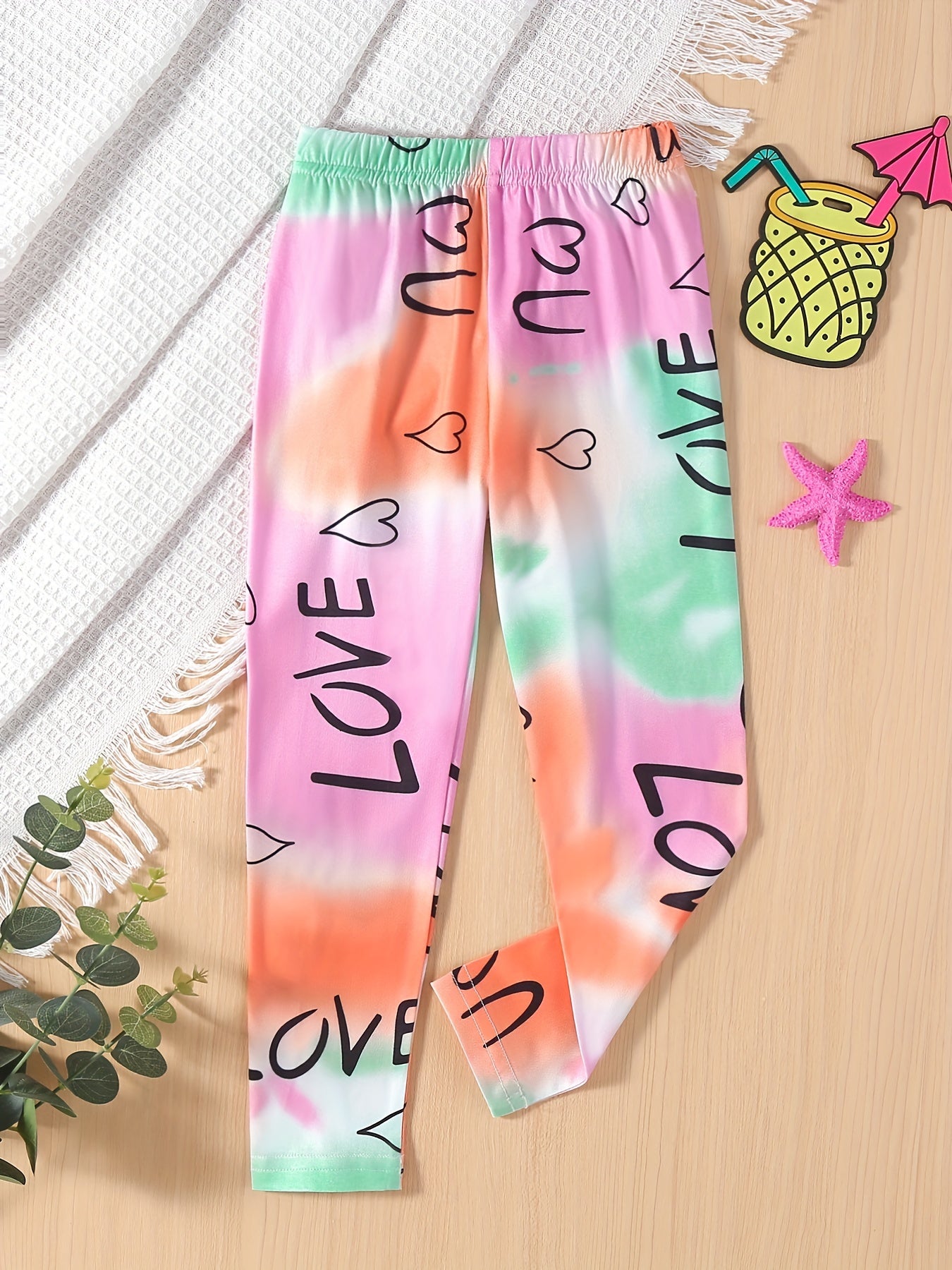 Girl's Tie dyed Graffiti Print Ankle Pants