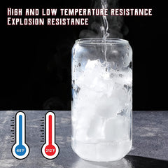 2pcs Can Glass Cups Bamboo Lids 500ml Thick Drinking Glasses Set