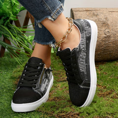 Lace Up Low Cut Skate Shoes Casual Wear Non Slip Walking Shoes