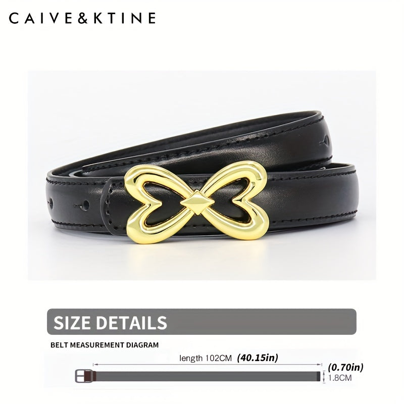 Heart Butterfly Buckle Thin Belt Leather Solid Jeans Pants Belt