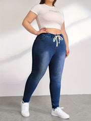  Drawstring Skinny Jeans with Pockets