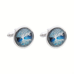 Tree Of Life Pattern Round Cufflinks Suit Decoration For Men