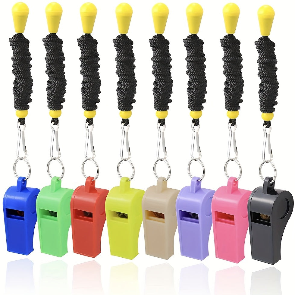 2pcs Plastic Whistles with Lanyard for Sports Coaching and Emergencies