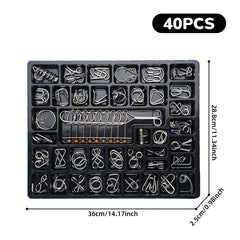 40 Golden Puzzle Rings Brain Teasing Toy Snake Puzzle IQ Test