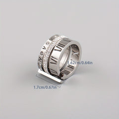 Mens Retro Stainless Steel Diamond Rings Set