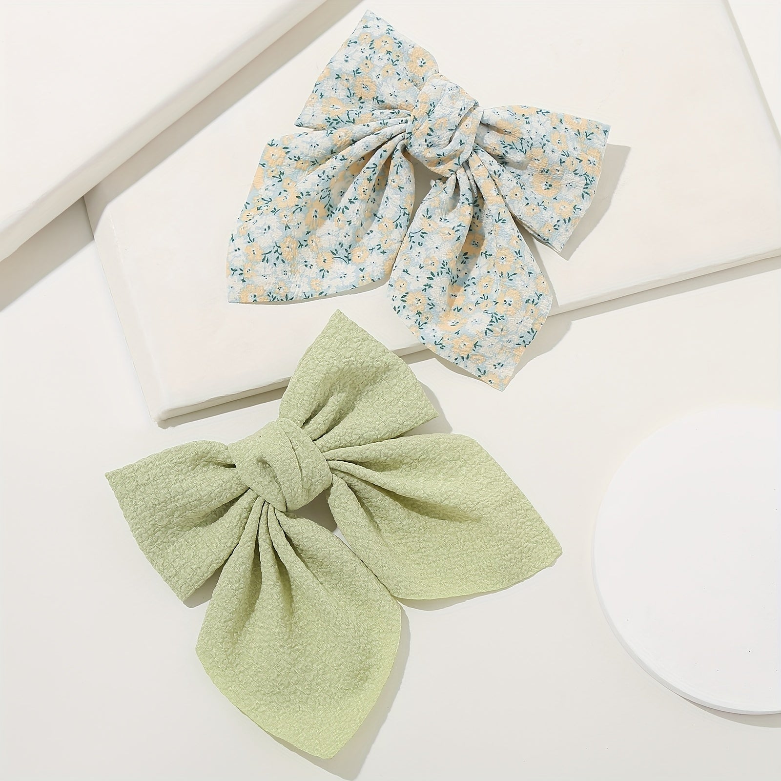 2PCS Floral Bowknot Hair Clip French Barrette Hair Accessories