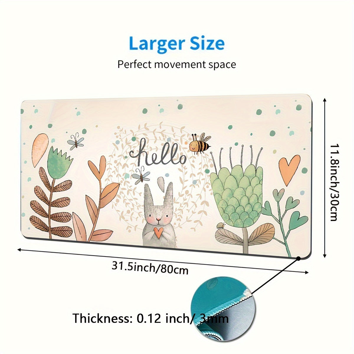 Rabbit Pattern Large Mouse Pad Anti-Slip Office Pad