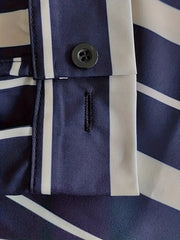  Stripe Print Long Sleeve Button Up Shirt Top