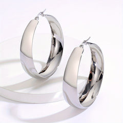 Chunky Hoop Earrings Minimalist Style Stainless Steel 18K Plated