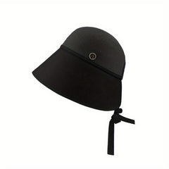 Block Stitching Sun Hat Crochet Straw Hat UV Protection Bucket Hat
