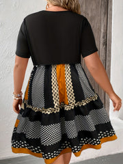 Women's Plus Size Retro Smock Midi Dress