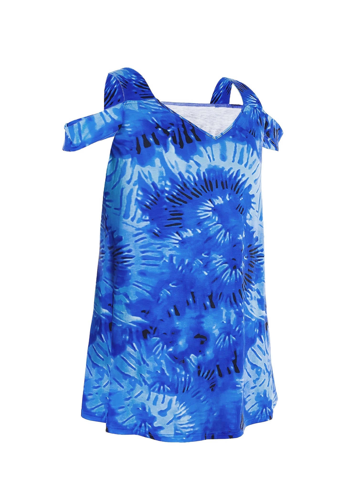  Tie Dye Cold Shoulder Mini Dress