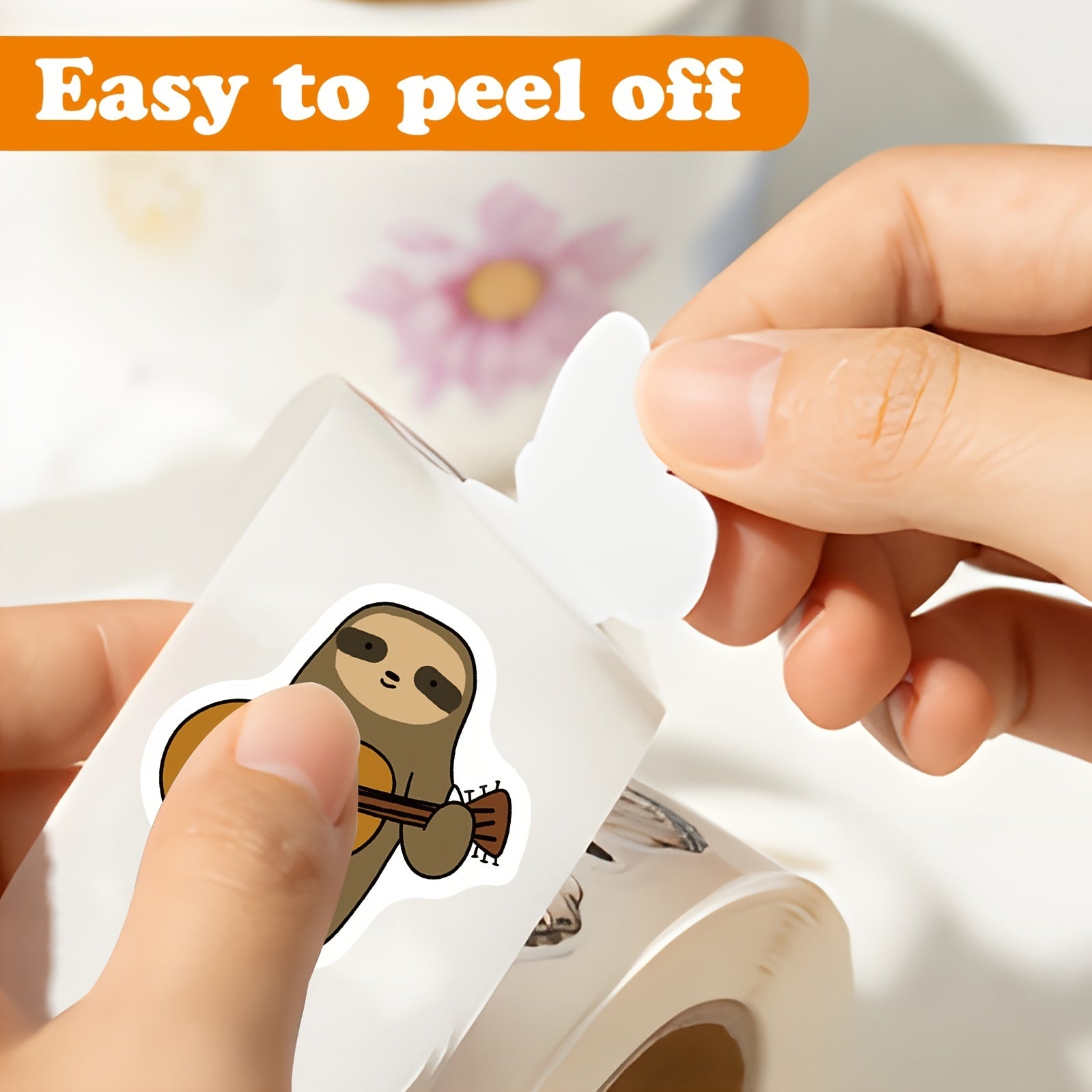 500pcs Sloth Stickers Roll Vinyl Water Bottle Stickers