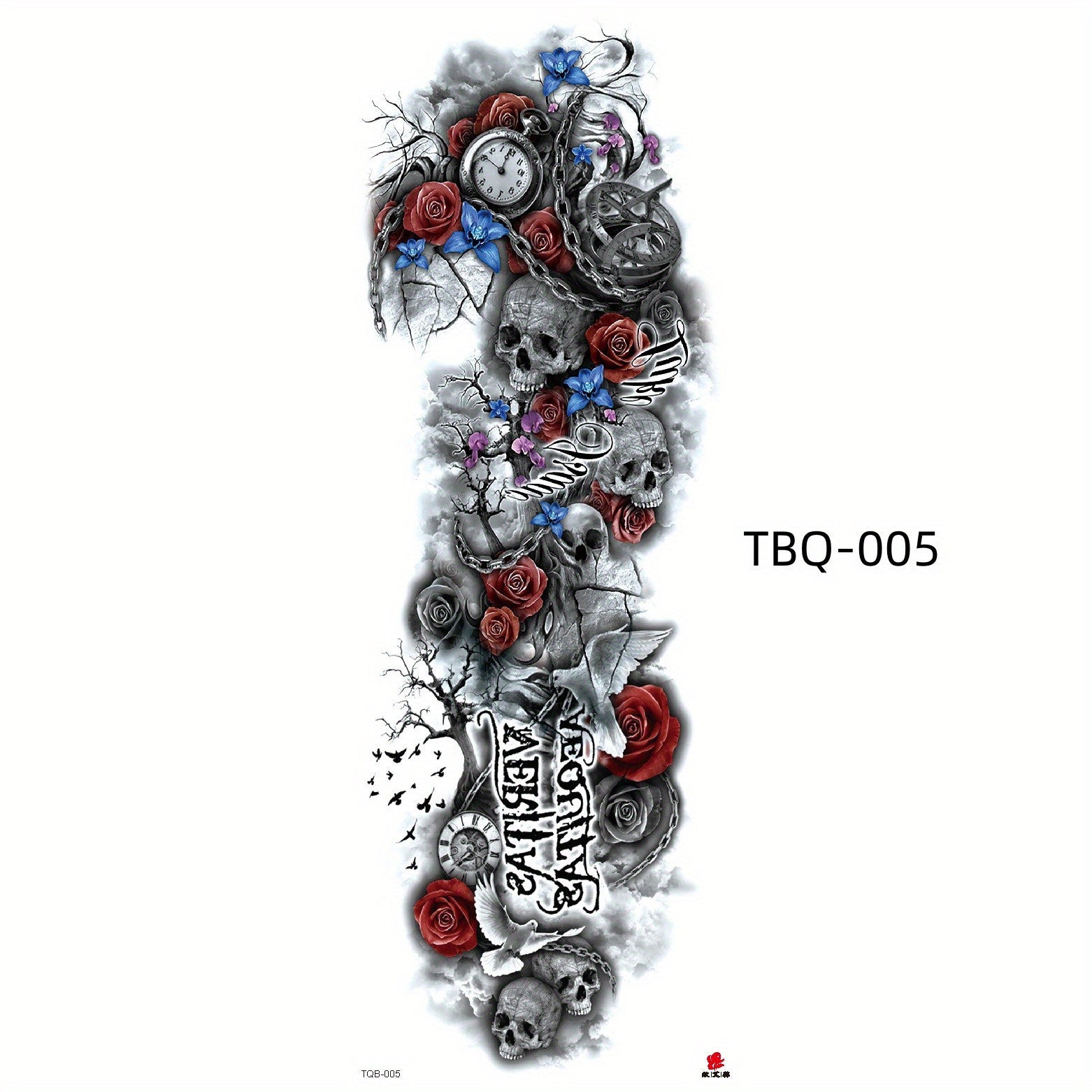 Ghost Flowers Skull Street Style Tattoo Stickers Waterproof
