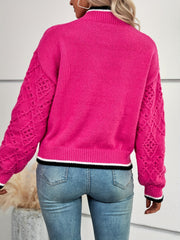 Striped Crew Neck Pullover Sweater Long Sleeve Drop Shoulder