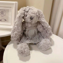 Grey Rabbit Plush Toy With Long Ear And Skirt Stuffed Animal