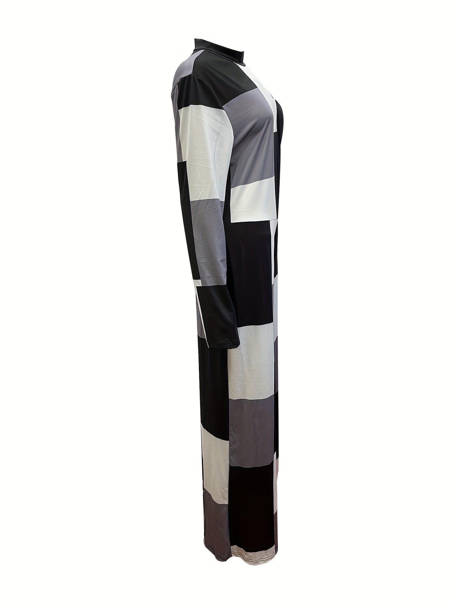  Colorblock Grid Print Jumpsuit
