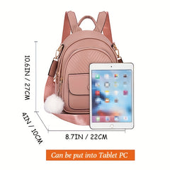 Mini Women's Backpack With Plush Ball - Cute Purse Shape Bag