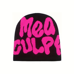 Double-sided Double-layer Knitted Hat Letter Jacquard Beanie