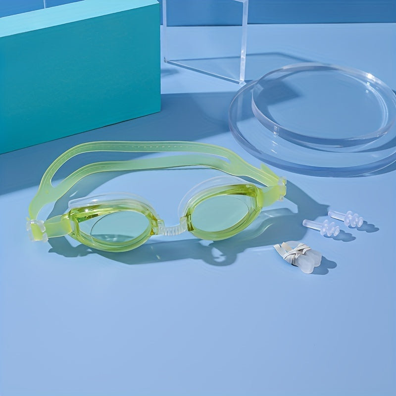 Adjustable Swim Diving Glasses Nose Clip Ear Plugs Waterproof Anti Fog
