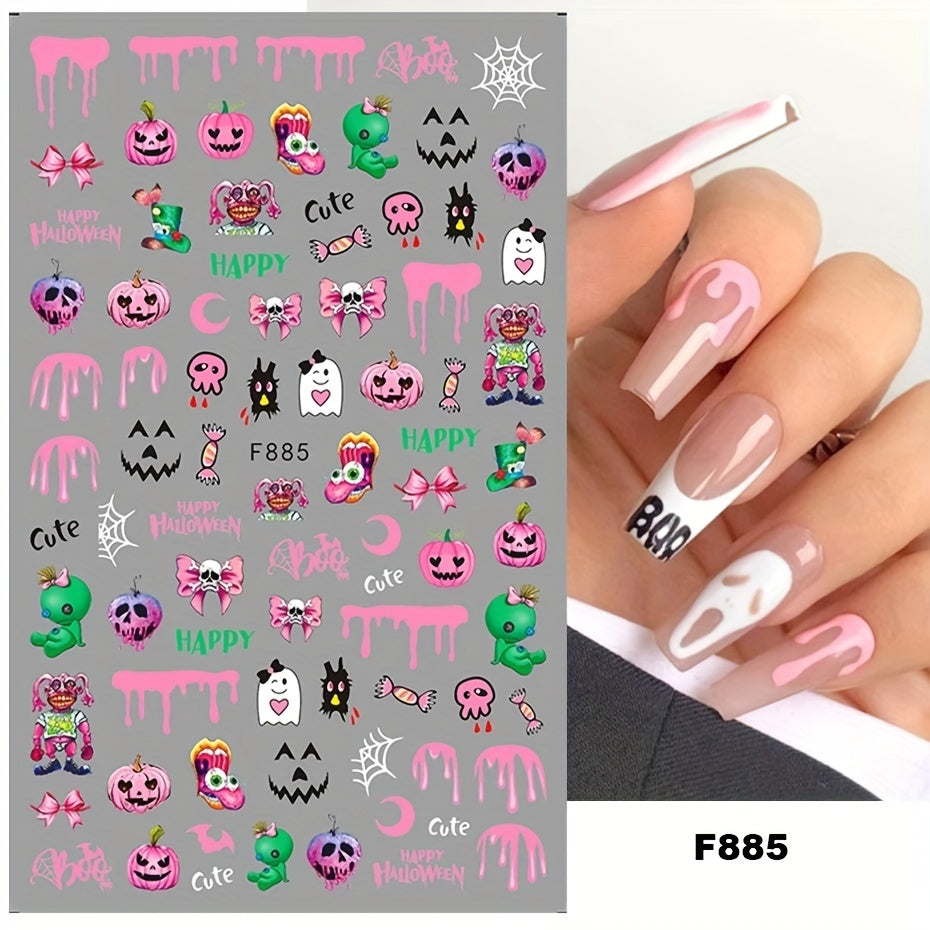 Halloween Nail Art Stickers Self Adhesive Pumpkin Ghost Skeleton Nail Art Decals