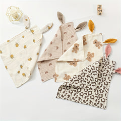 2pcs Baby Rabbit Ear Cotton Towel Newborn Burp Cloth Set 6-12 Months