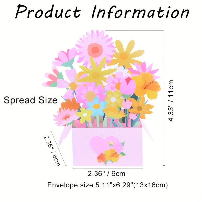 3D Bouquet Pop Up Thank You Card Valentines Card Teacher Appreciation Cards