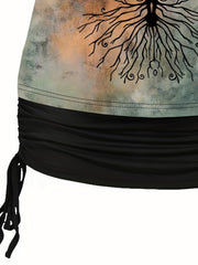 Women's Plus Graphic Print One Shoulder Top & Solid Cami Top Set