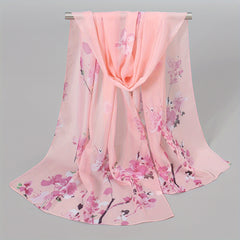 Chiffon Silk Scarf Print Retro Warm Shawl for Women