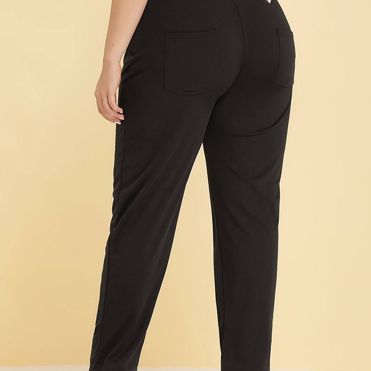  High Rise Button Decor Stretch Pants