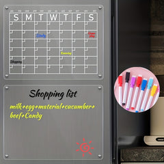 2pcs Acrylic Magnetic Dry Erase Calendar & Blank Board For Fridge