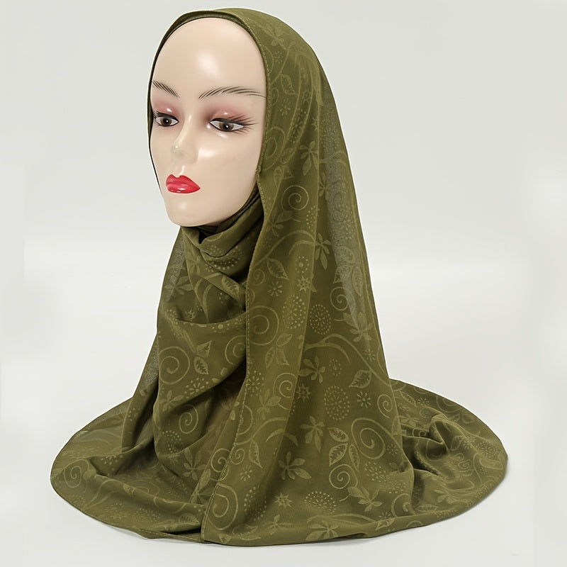 Embossed Cashew Flower Bandana Solid Headscarf