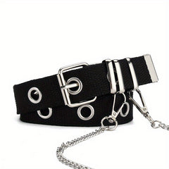 Punk Style Canvas Belt Unisex Chain Belt Hip Hop Jeans Belt