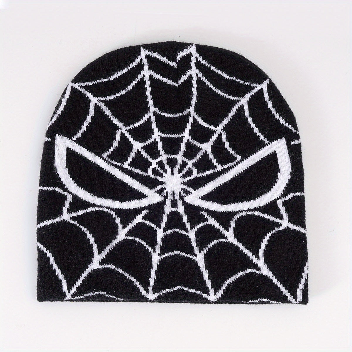 Heart Spider Web Beanie Gothic Knit Hat Y2K Skull Cap Warm Elastic Beanies