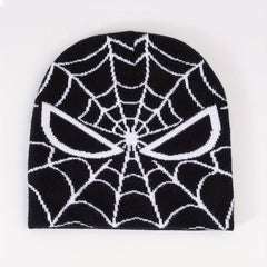 Heart Spider Web Beanie Gothic Knit Hat Y2K Skull Cap Warm Elastic Beanies