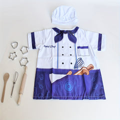 Kids Pretend Play Kitchen Set Chef Costume with Hat and Accessories