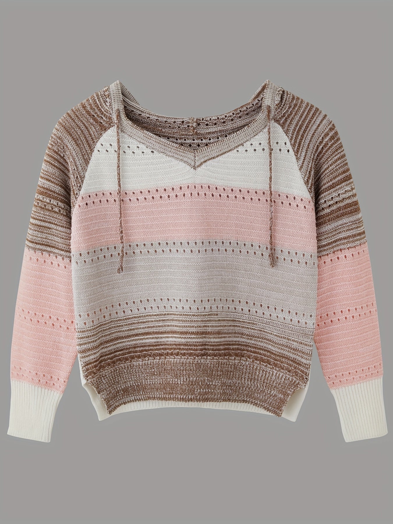  Colorblock Long Sleeve Hooded Sweater