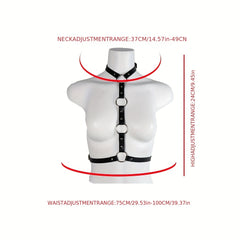 Rivet O Ring Chest Harness Punk PU Waistband Adjustable Harness Belt