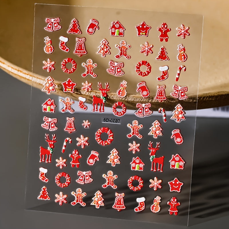 Christmas 5D Nail Stickers Santa Claus Fawn Socks Christmas Tree